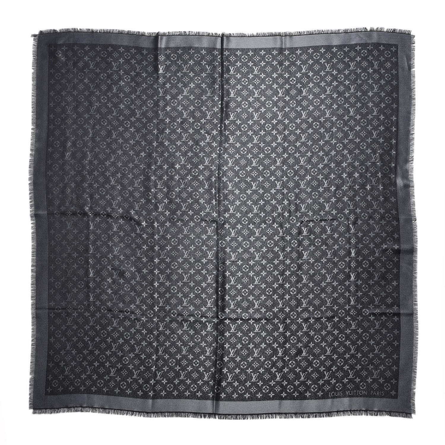Louis Vuitton Silk Lurex Wool Monogram Shine Shawl Black 1 of 4