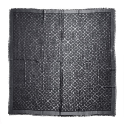 Louis Vuitton Silk Lurex Wool Monogram Shine Shawl Black 1 of 4