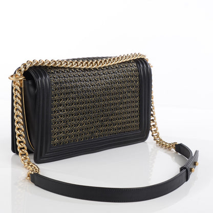 Chanel Braided Sheepskin Large Boy Reverso Flap Black 3 of 8