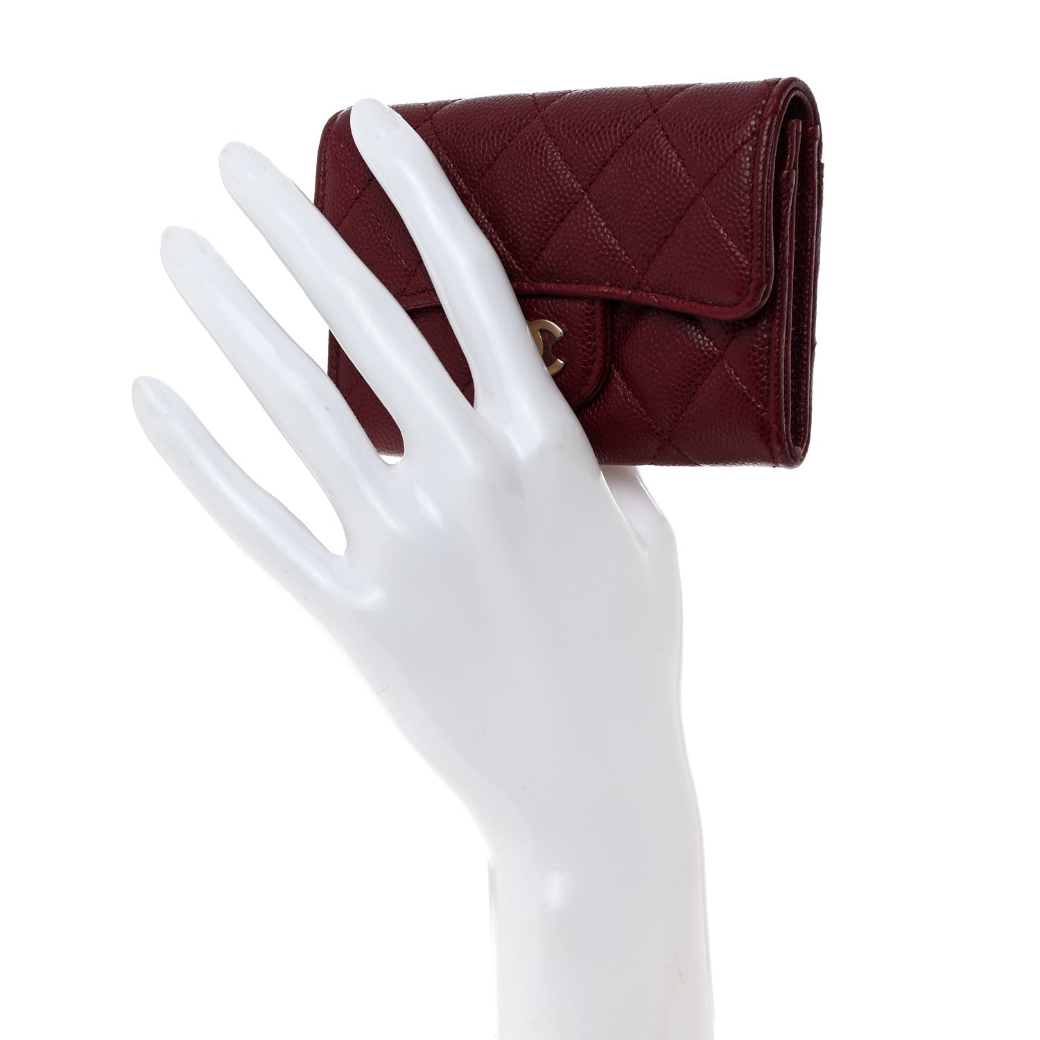 Chanel Caviar Quilted Flap Card Holder Wallet Burgundy 2 of 7