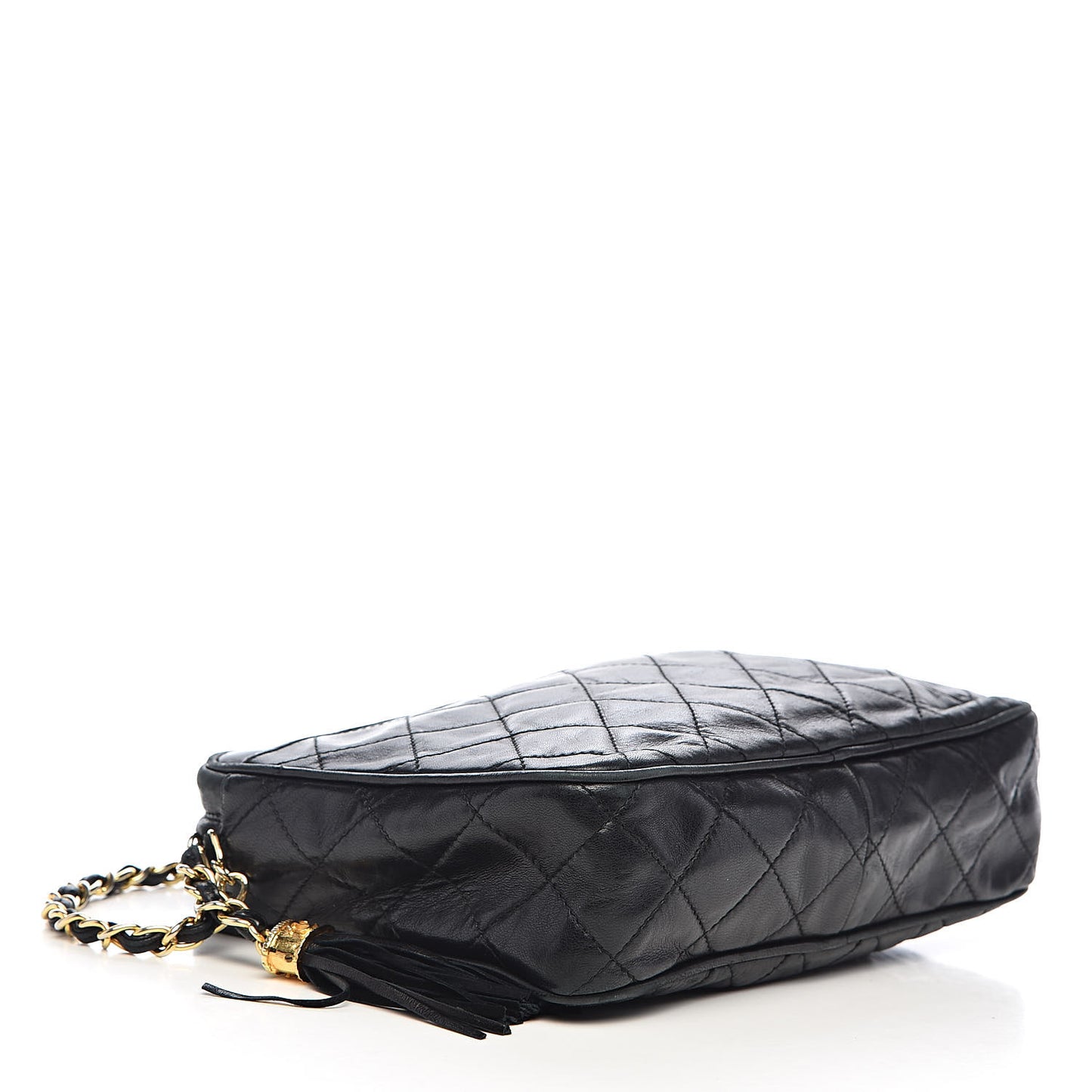 Lambskin Quilted CC Tassel Camera Case Black