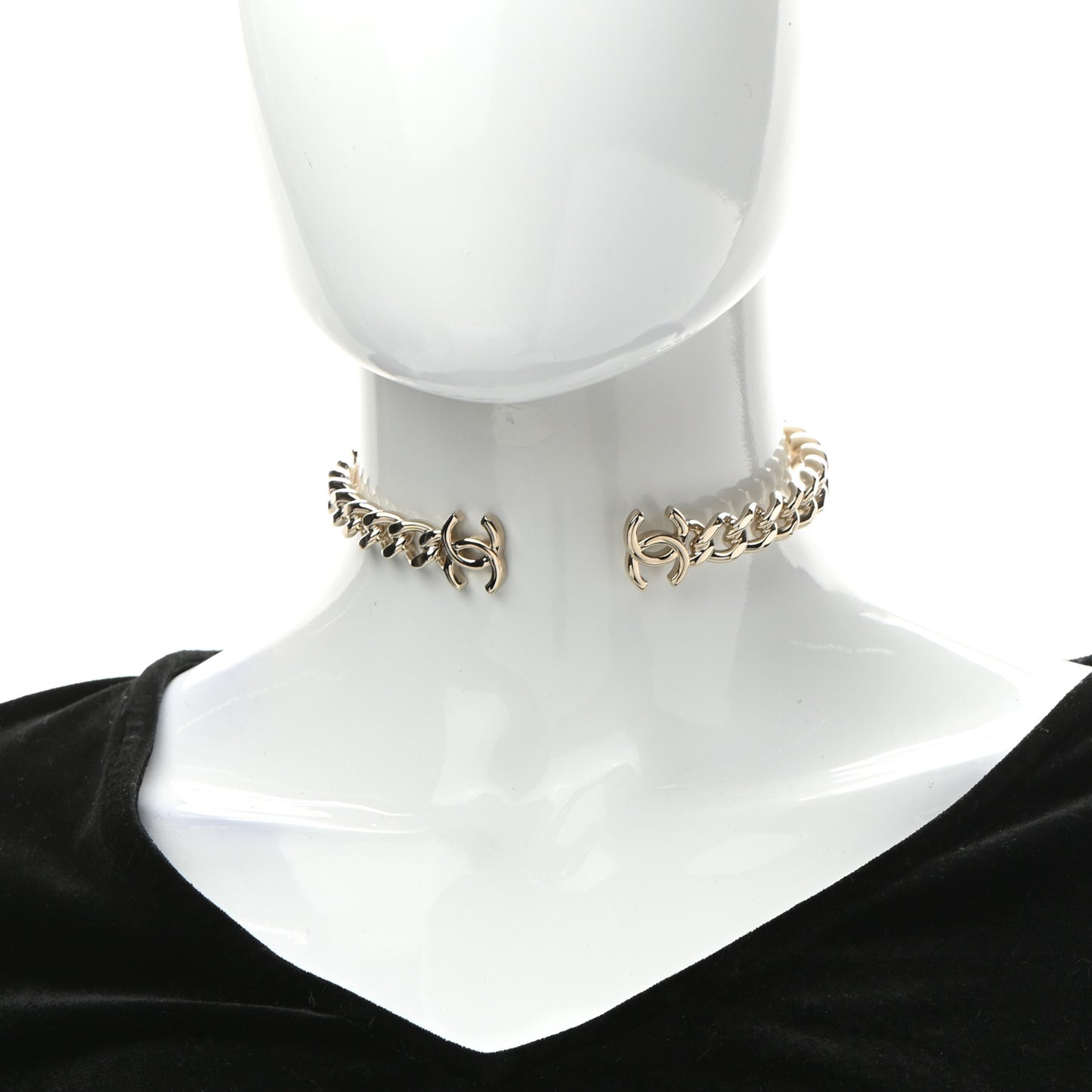 Metal CC Chain Link Choker Necklace Gold