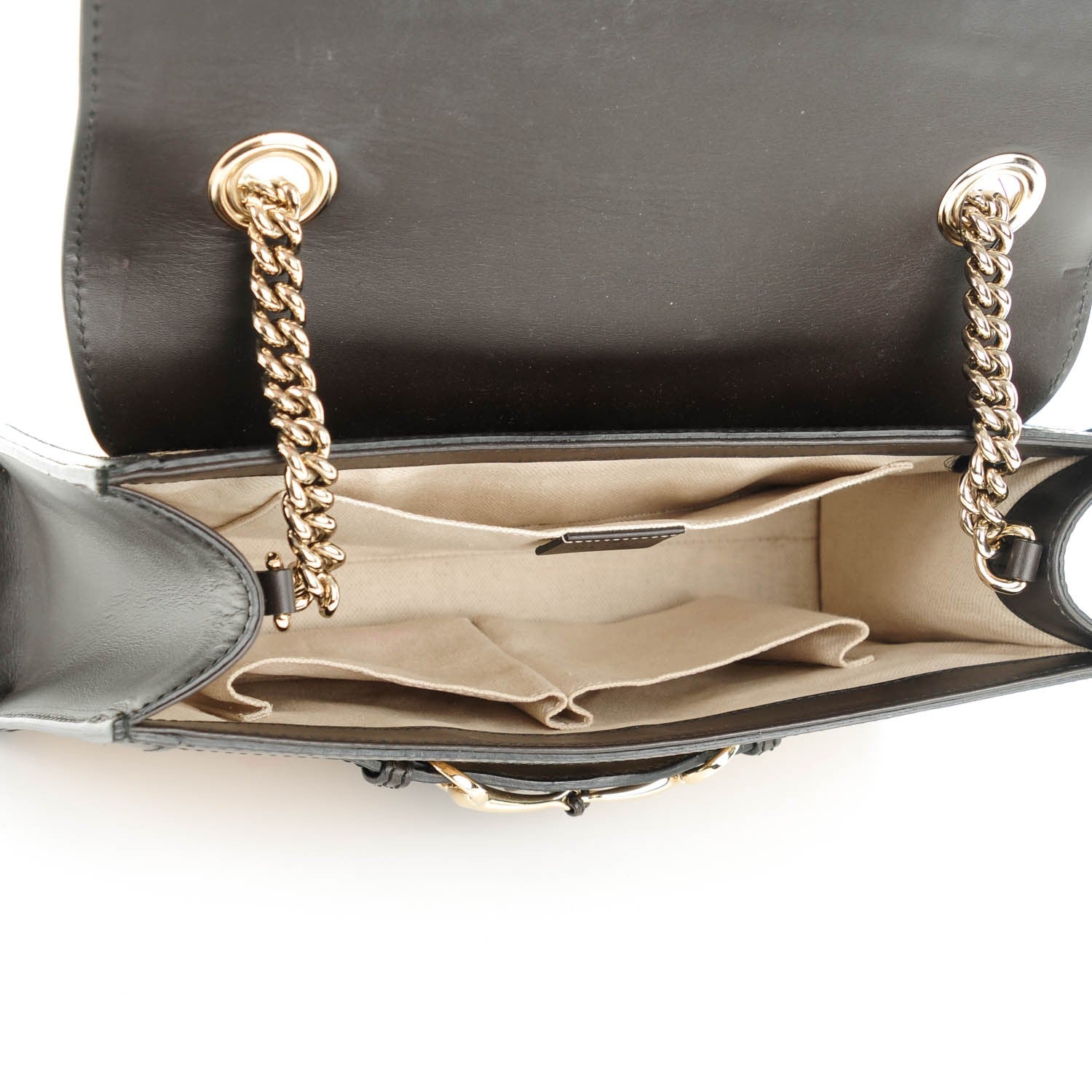 Gucci Monogram Margaux Calfskin Medium Emily Chain Shoulder Bag Beige Ebony Cocoa 5 of 7