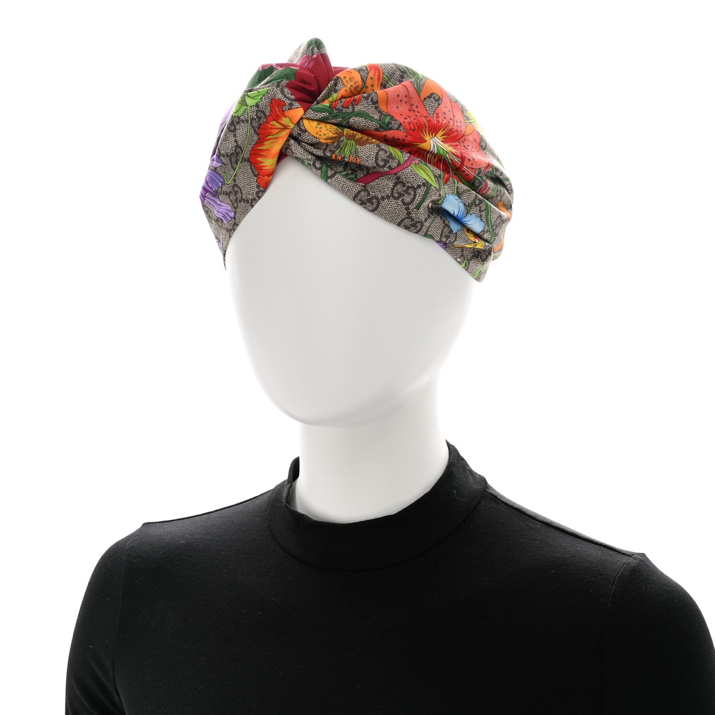 Silk Monogram Flora Print Headband M Red