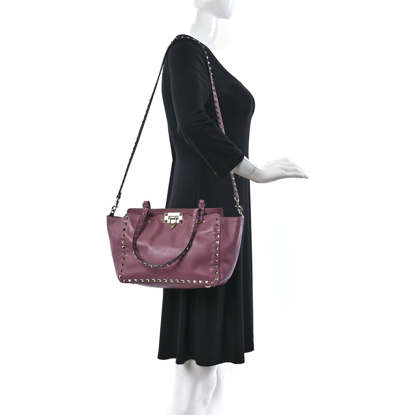 Vitello Small Rockstud Tote Antique Rose