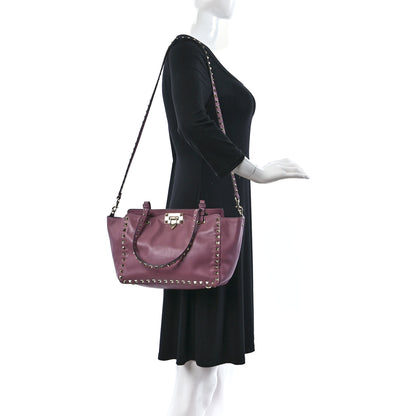 Valentino Garavani Vitello Small Rockstud Tote Antique Rose 2 of 8