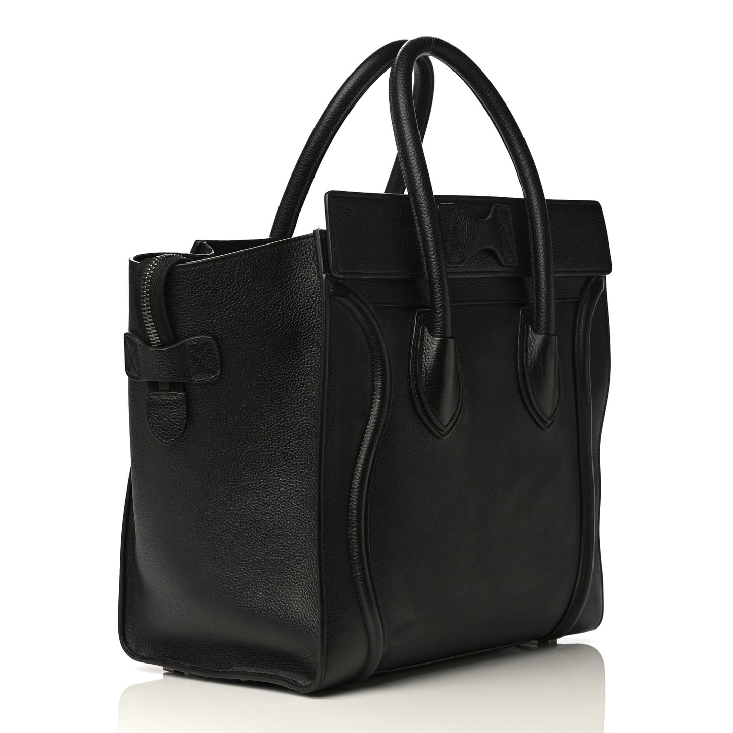 Drummed Calfskin Mini Luggage Black