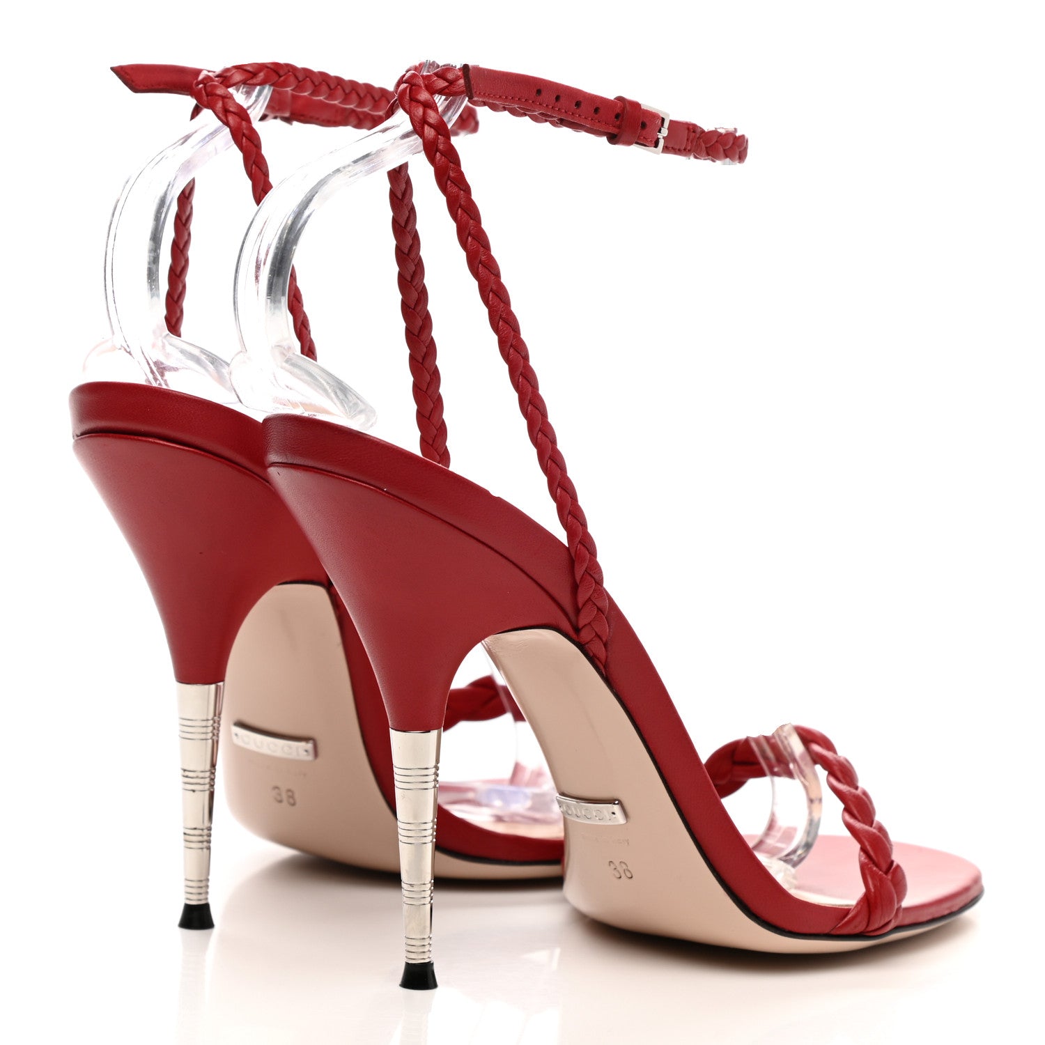 Gucci Nappa Braided Sandals 38 Red 4 of 9