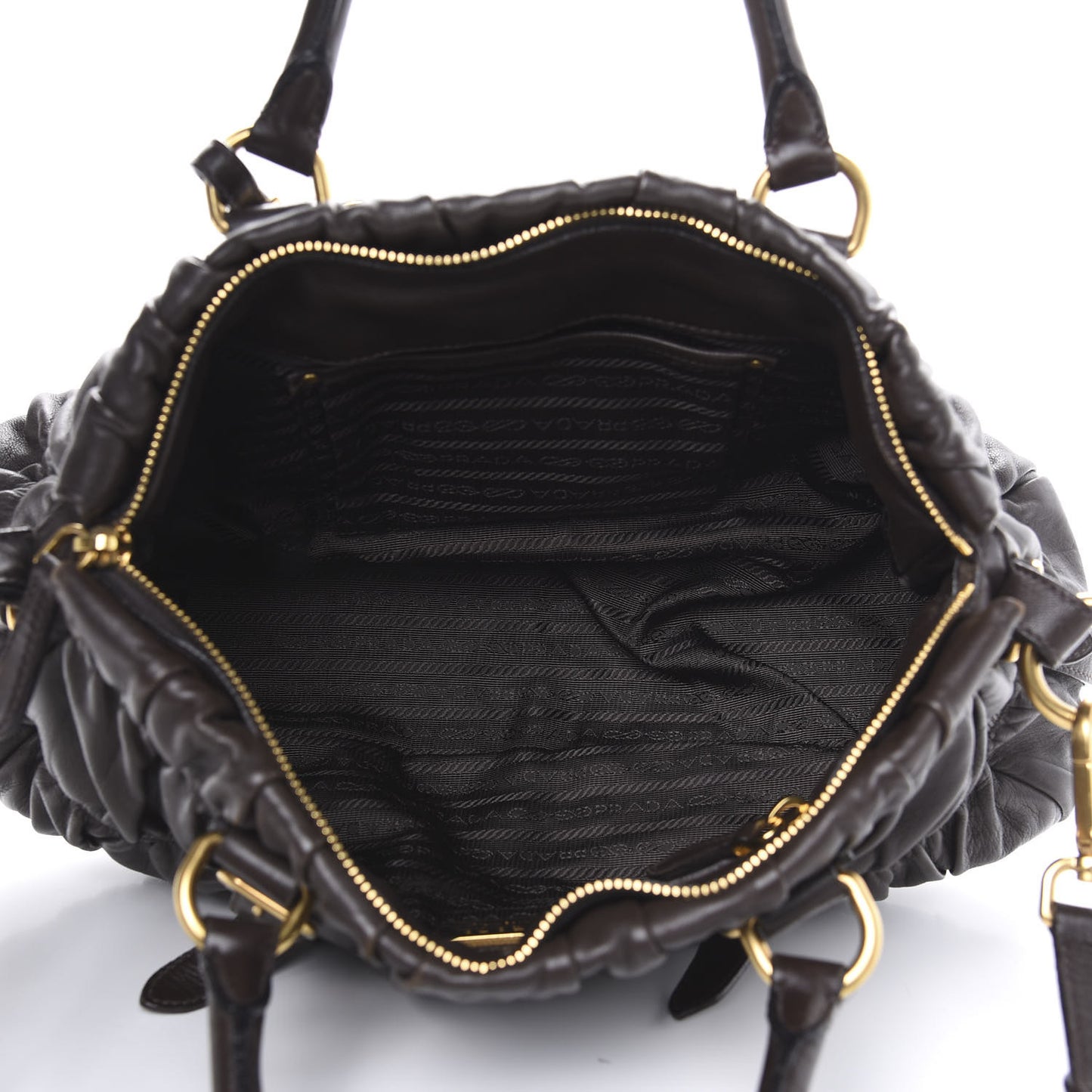 Nappa Gaufre Shopping Satchel Brown