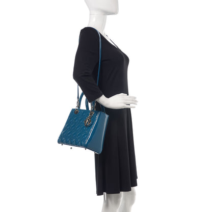 Christian Dior Patent Cannage Medium Lady Dior Blue 2 of 9