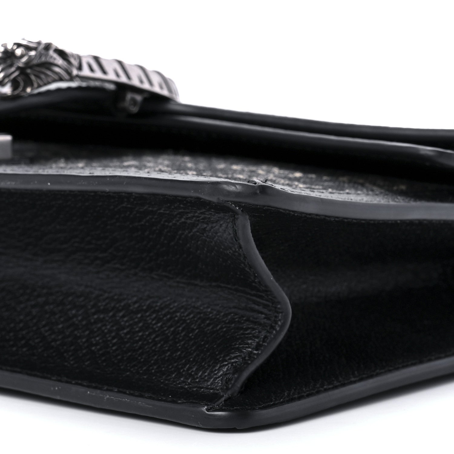 Gucci Jacquard Black Denim GG Monogram Textured Dollar Calfskin Small Dionysus Shoulder Bag Black Ivory 9 of 10