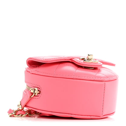 Chanel Lambskin Quilted CC In Love Heart Waist Belt Bag With Chain Pink 4 of 10