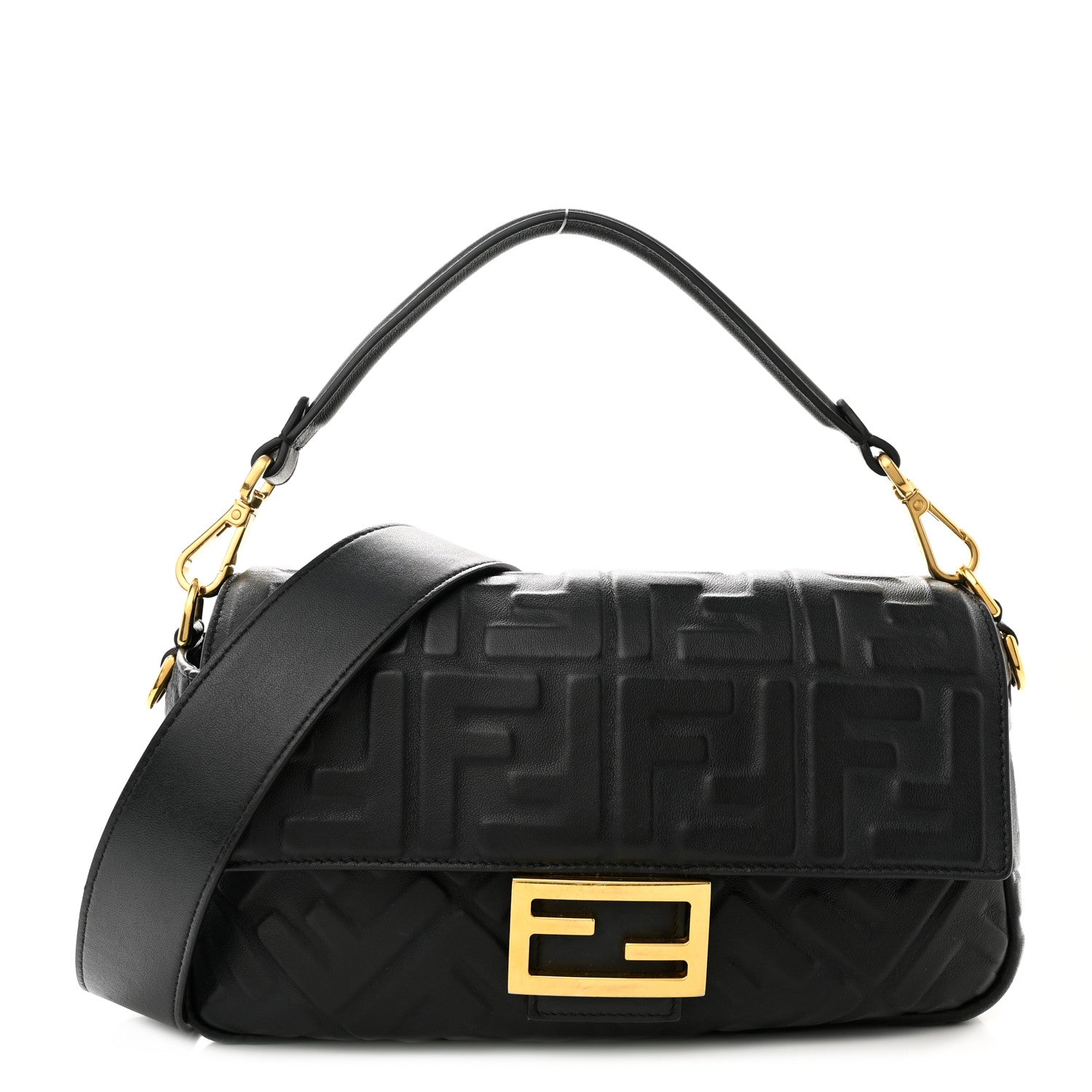 Fendi Nappa FF 1974 Embossed Baguette Black 1 of 11
