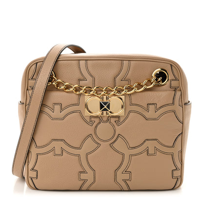 Salvatore Ferragamo Calfskin Gancini Shoulder Bag Beige 1 of 10