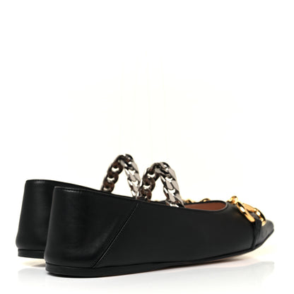 Gucci Nappa Lumiere Deva Horsebit Chain Embellished Flats 37.5 Black 3 of 8