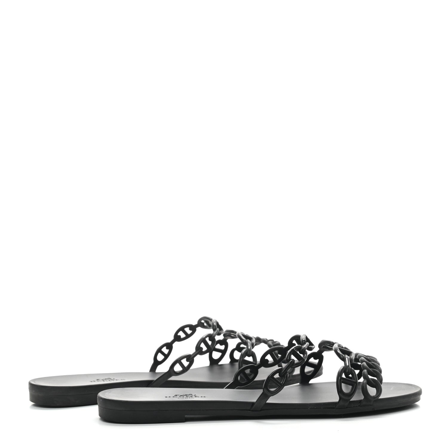 Hermes Rubber Chaine d'Ancre Rivage Sandals 38 Black 4 of 7