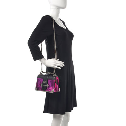 Prada Metallic Vitello Saffiano Cahier Bag Fuxia Black 2 of 10
