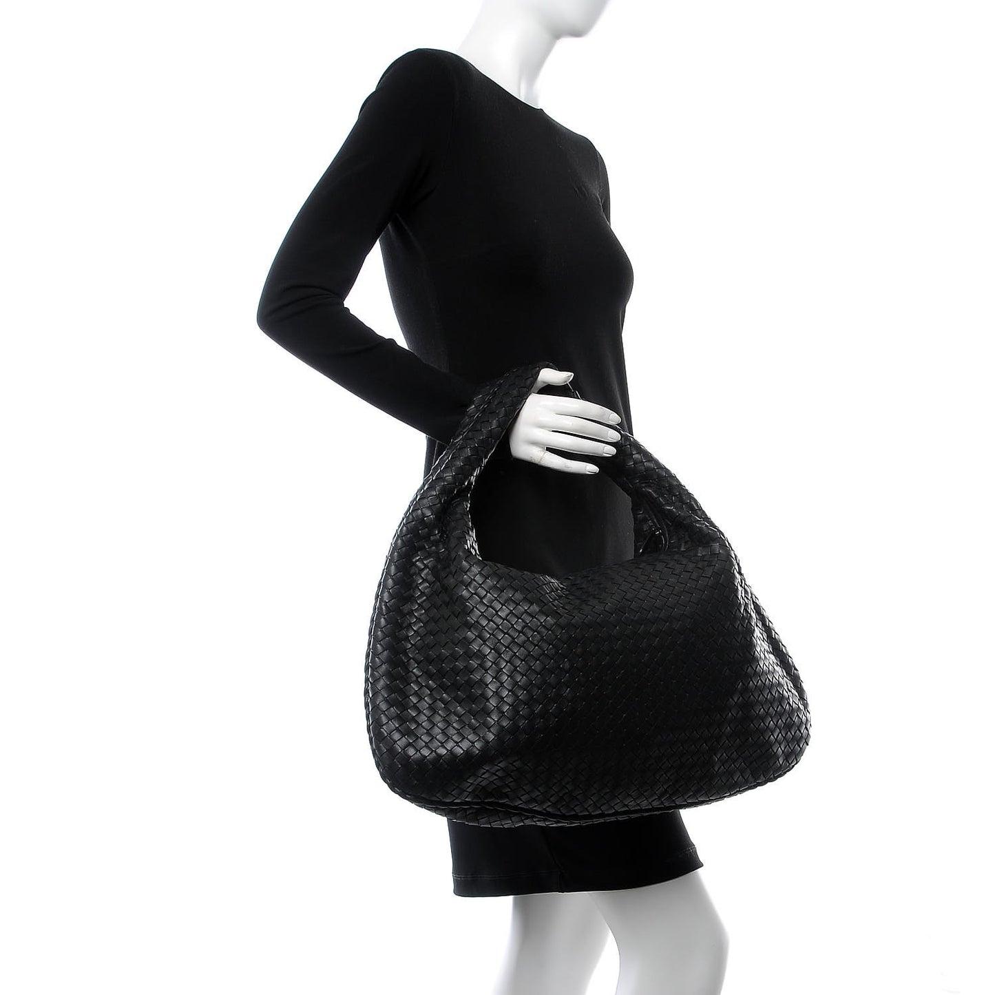 Nappa Intrecciato Large Veneta Hobo Black