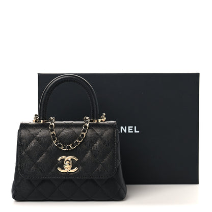 Chanel Caviar Quilted Coco Handle Clutch With Chain Black 11 of 11