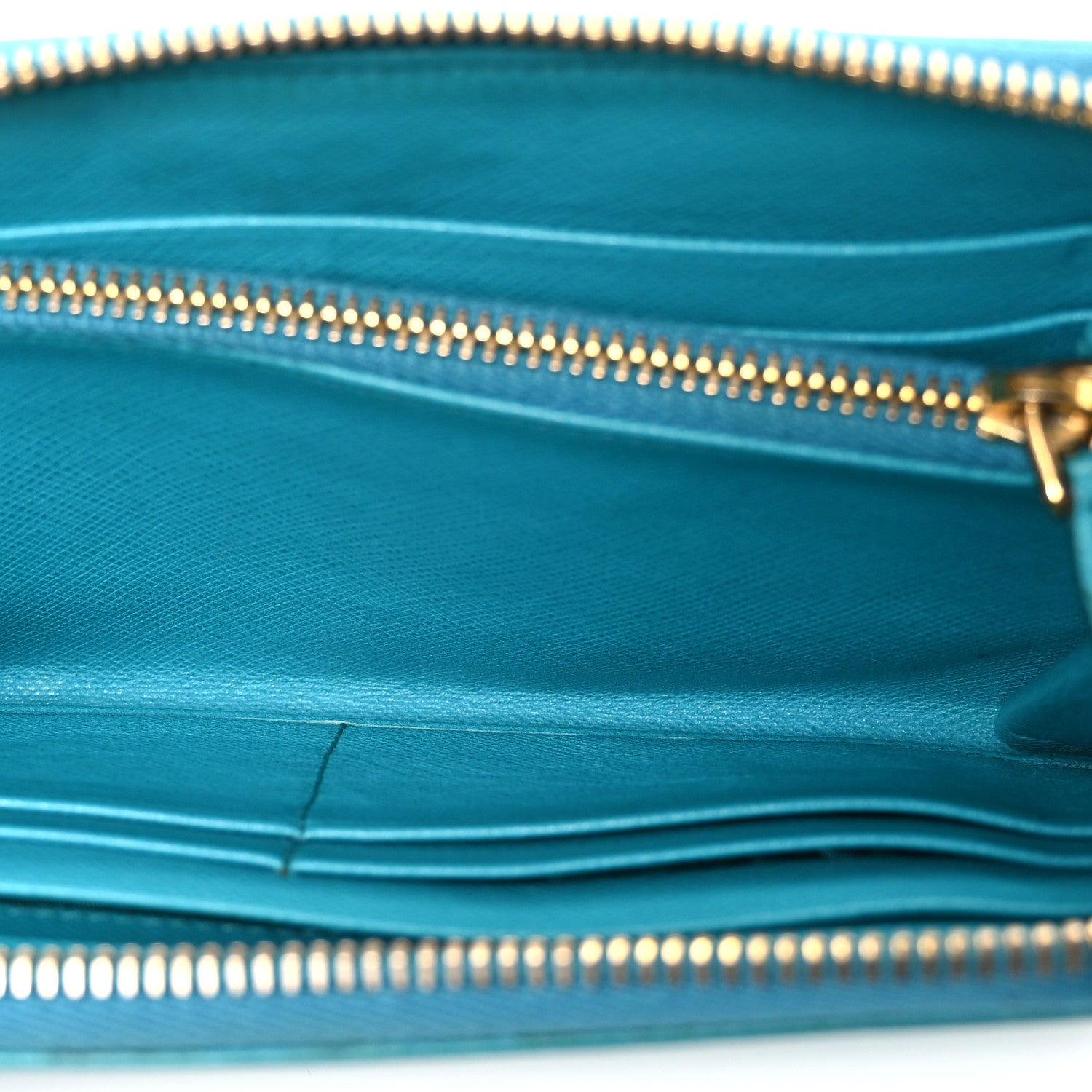 Prada Saffiano Metal Zip Around Wallet Blue 5 of 8