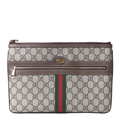 Gucci GG Supreme Monogram Large Ophidia Pouch Clutch Brown 2 of 10