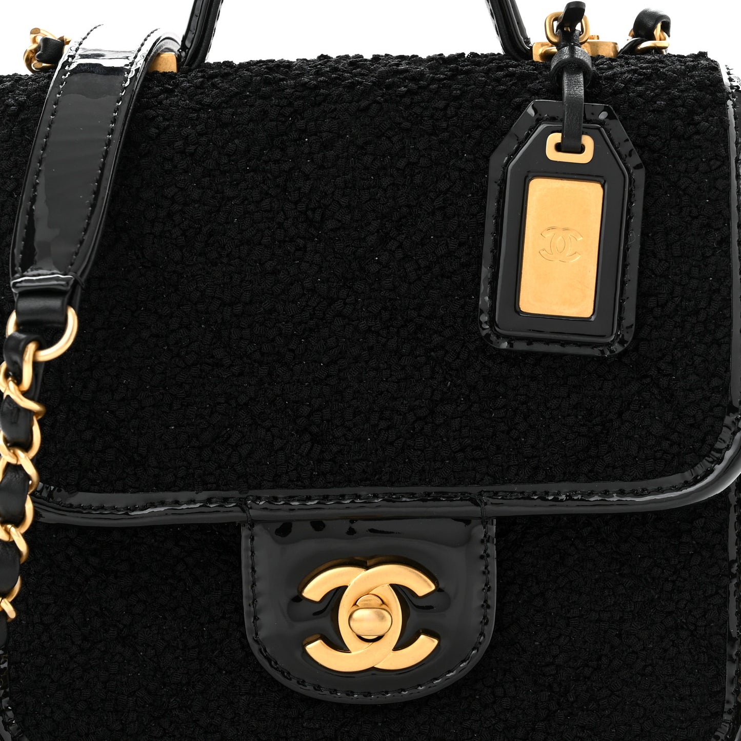 Tweed Patent School Memory Mini Top Handle Flap Black