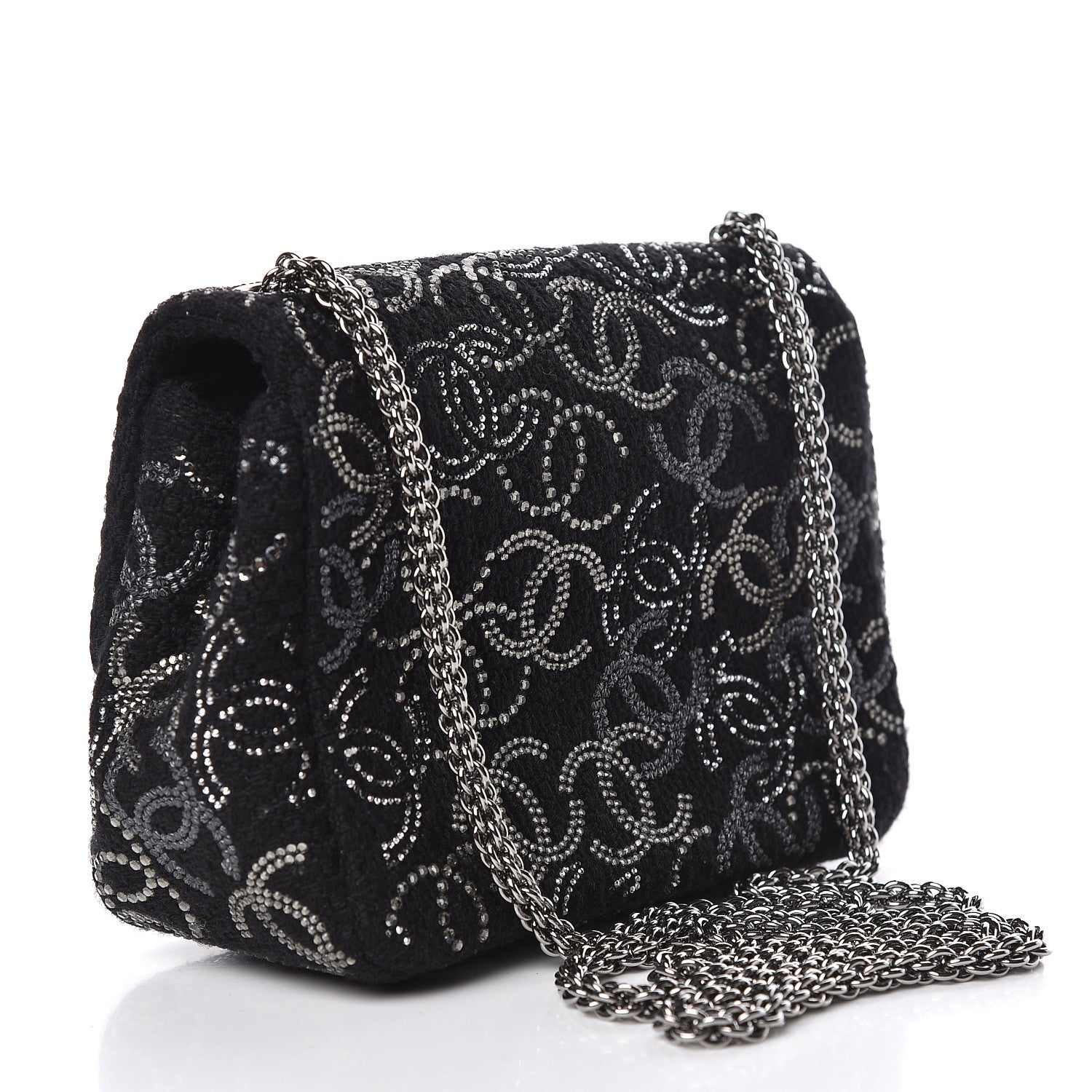Chanel Tweed Strass Mini Pudong Flap Black 3 of 10