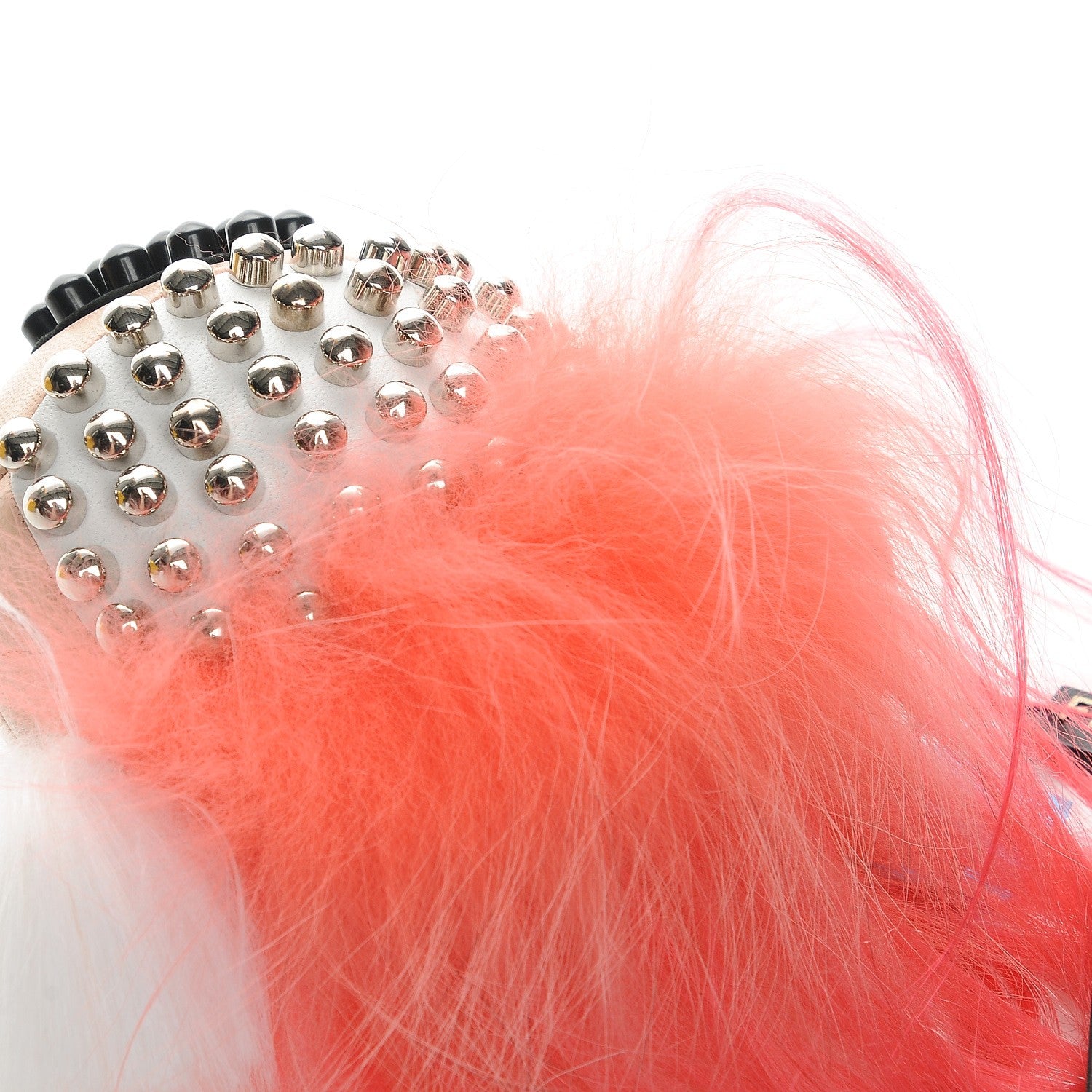 Fendi Lambskin Goat Fur Studded Punkarlito Bag Charm Azalea 4 of 7