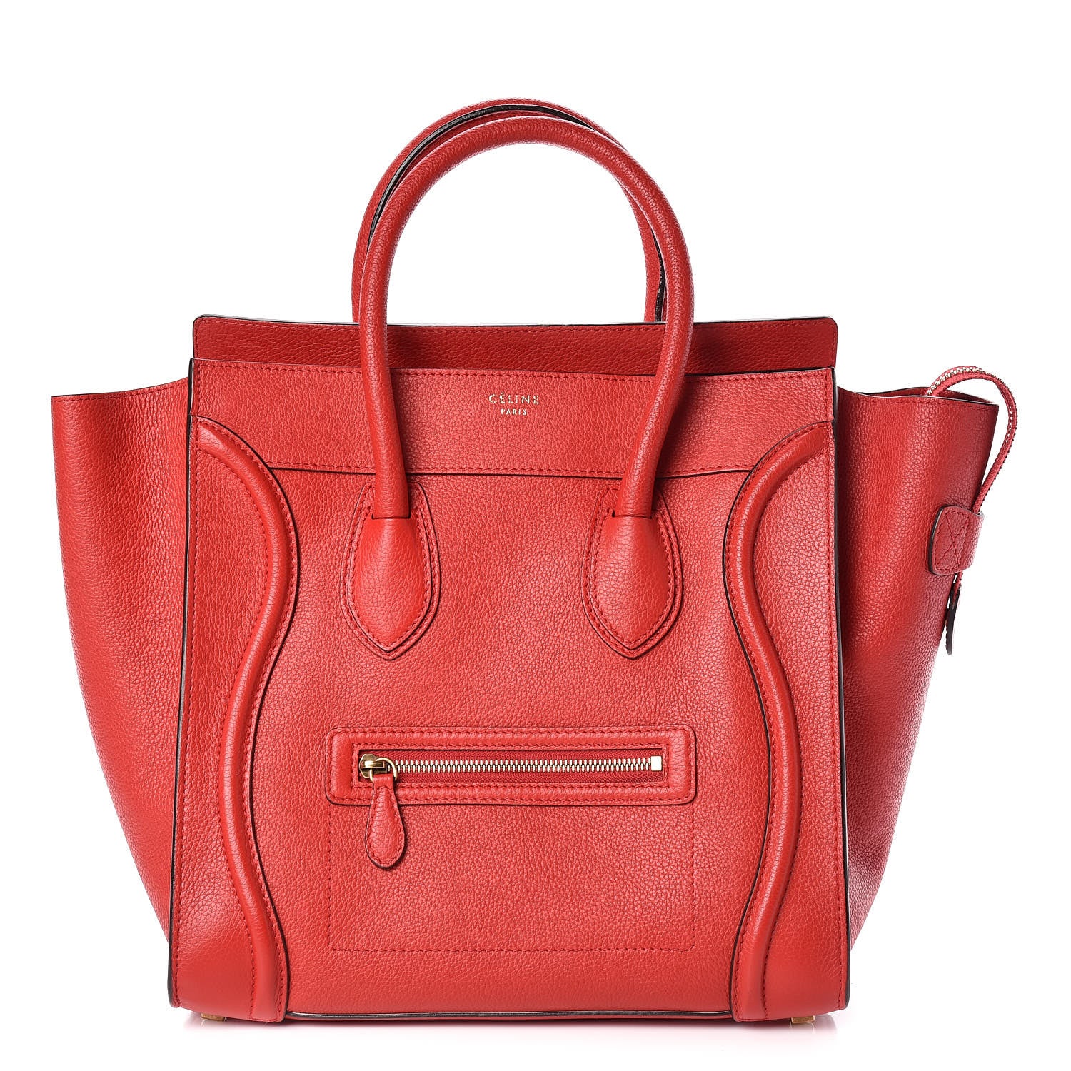 Celine Drummed Calfskin Mini Luggage Red 1 of 9