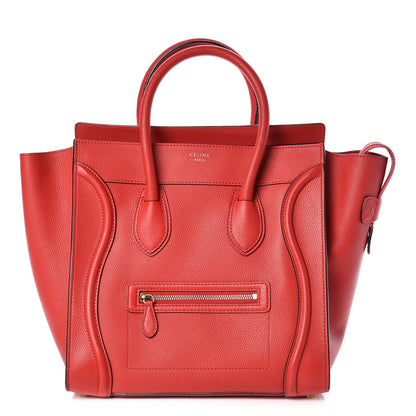 Celine Drummed Calfskin Mini Luggage Red 1 of 9
