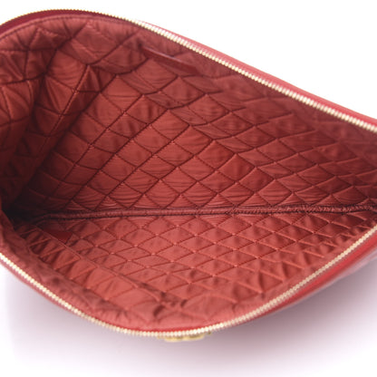 Chanel Lambskin Quilted Large Boy Zip Pouch Red 5 of 10
