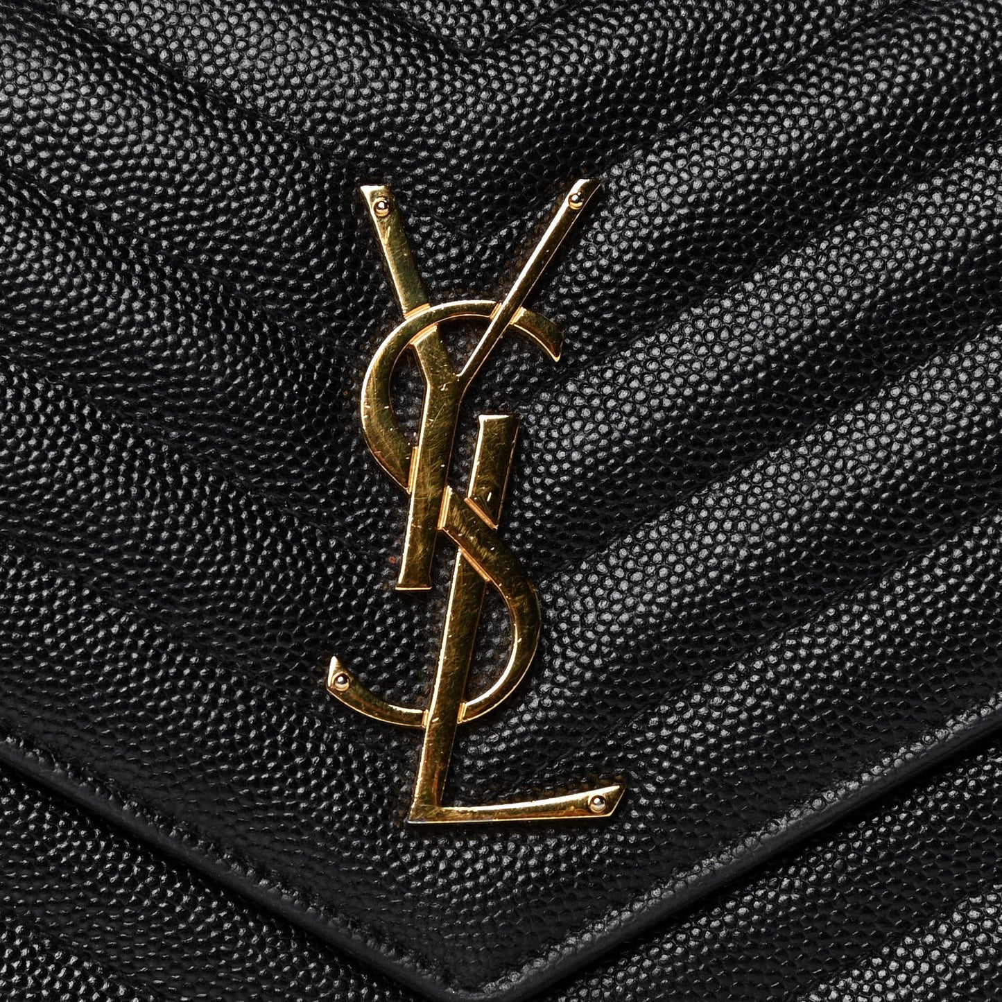 Grain De Poudre Matelasse Chevron Monogram Chain Wallet Black
