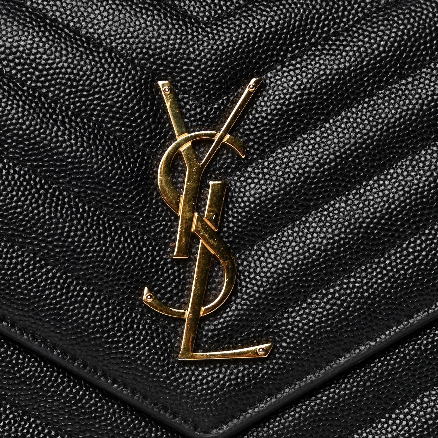 Saint Laurent Grain De Poudre Matelasse Chevron Monogram Chain Wallet Black 9 of 9