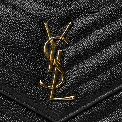 Saint Laurent Grain De Poudre Matelasse Chevron Monogram Chain Wallet Black 9 of 9
