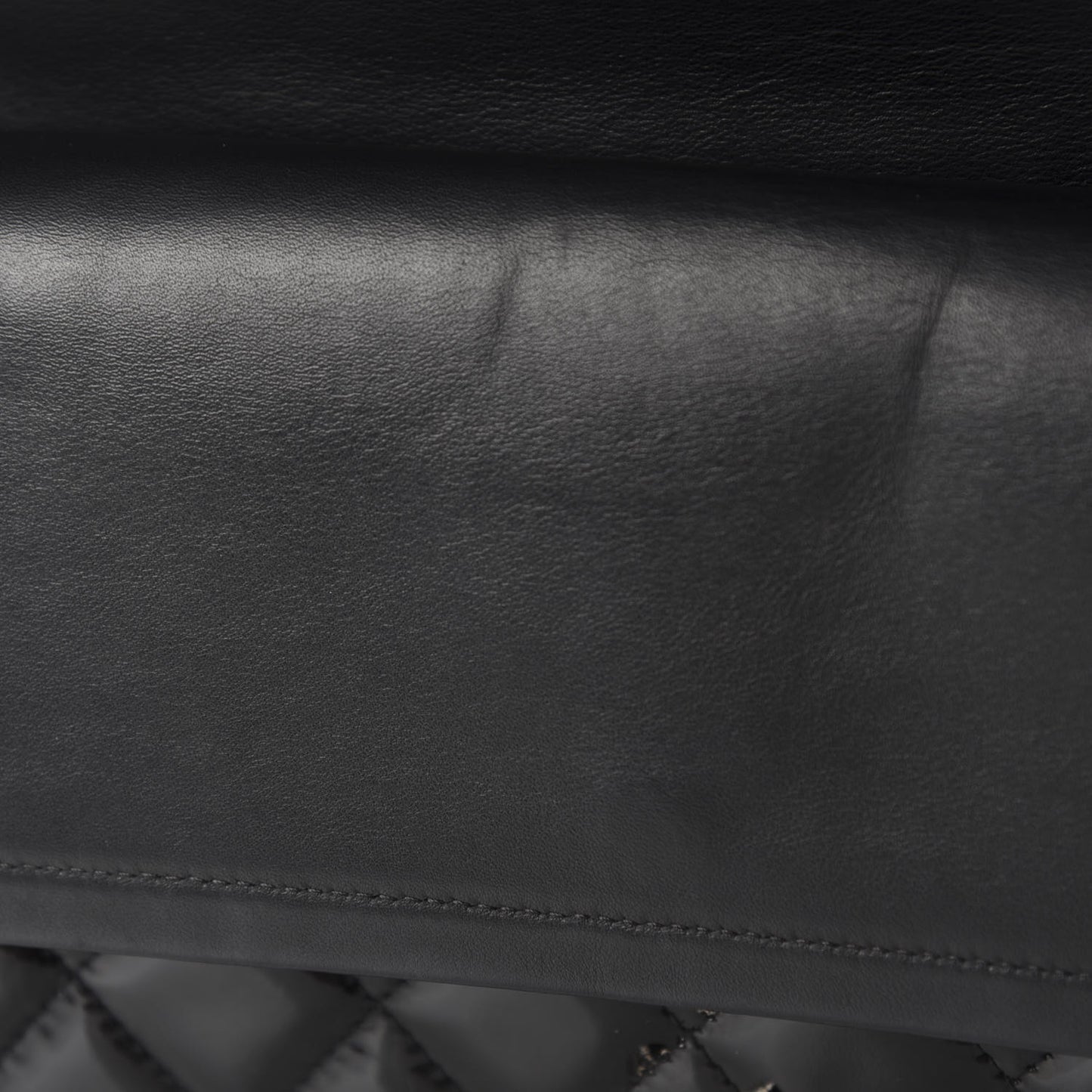 Patent Quilted Jumbo Double Flap Black