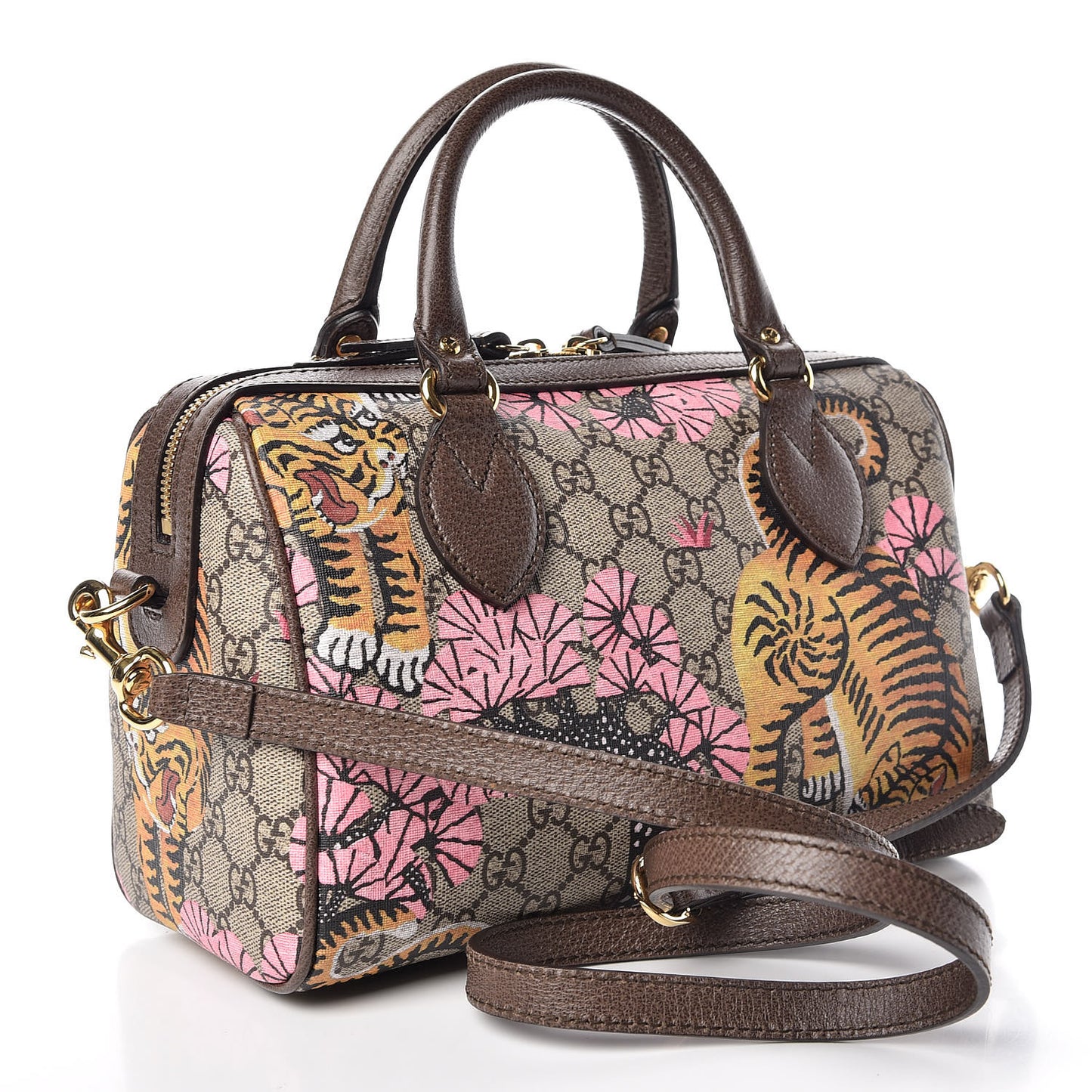 GG Supreme Monogram Bengal Small Boston Beige Pink