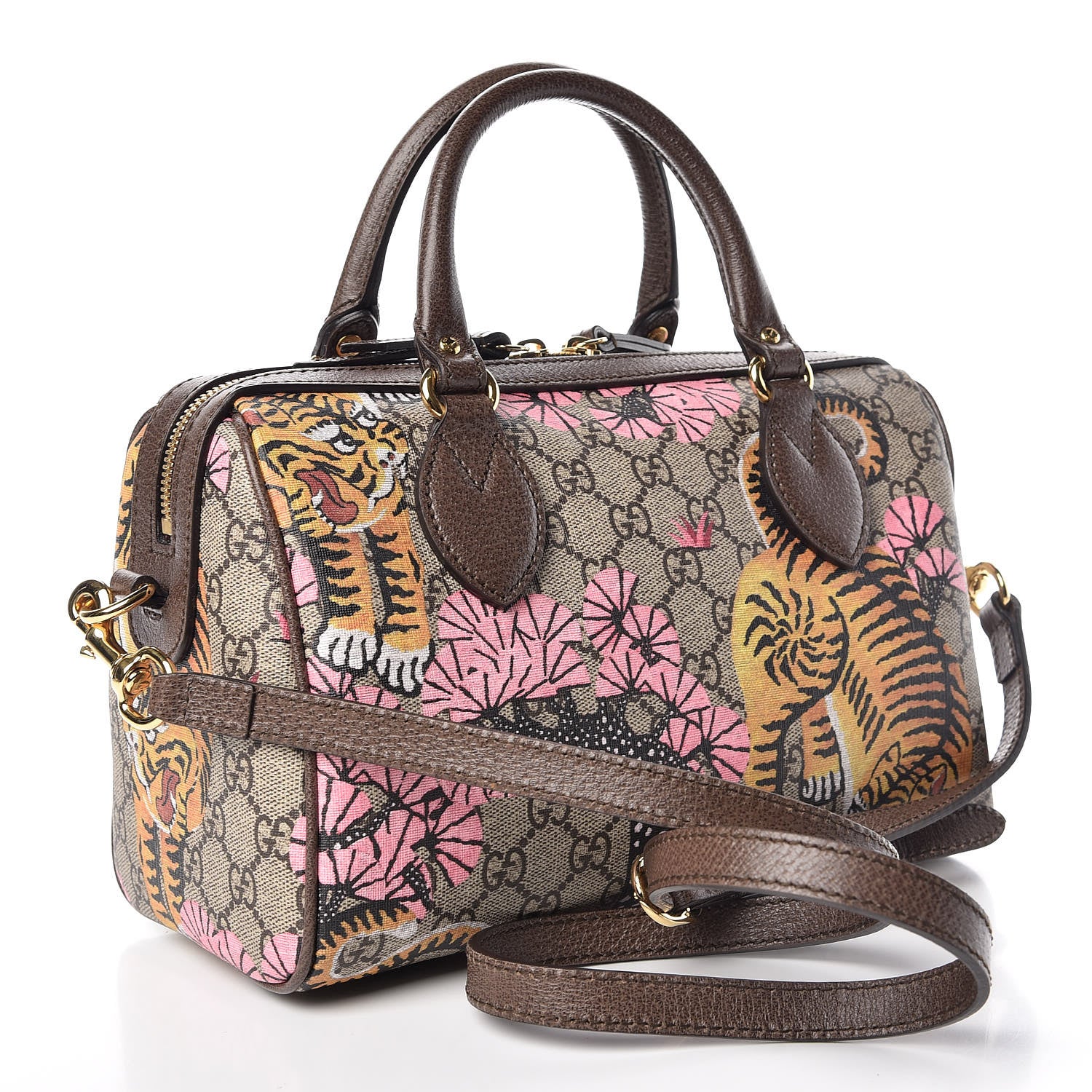 Gucci GG Supreme Monogram Bengal Small Boston Beige Pink 3 of 10