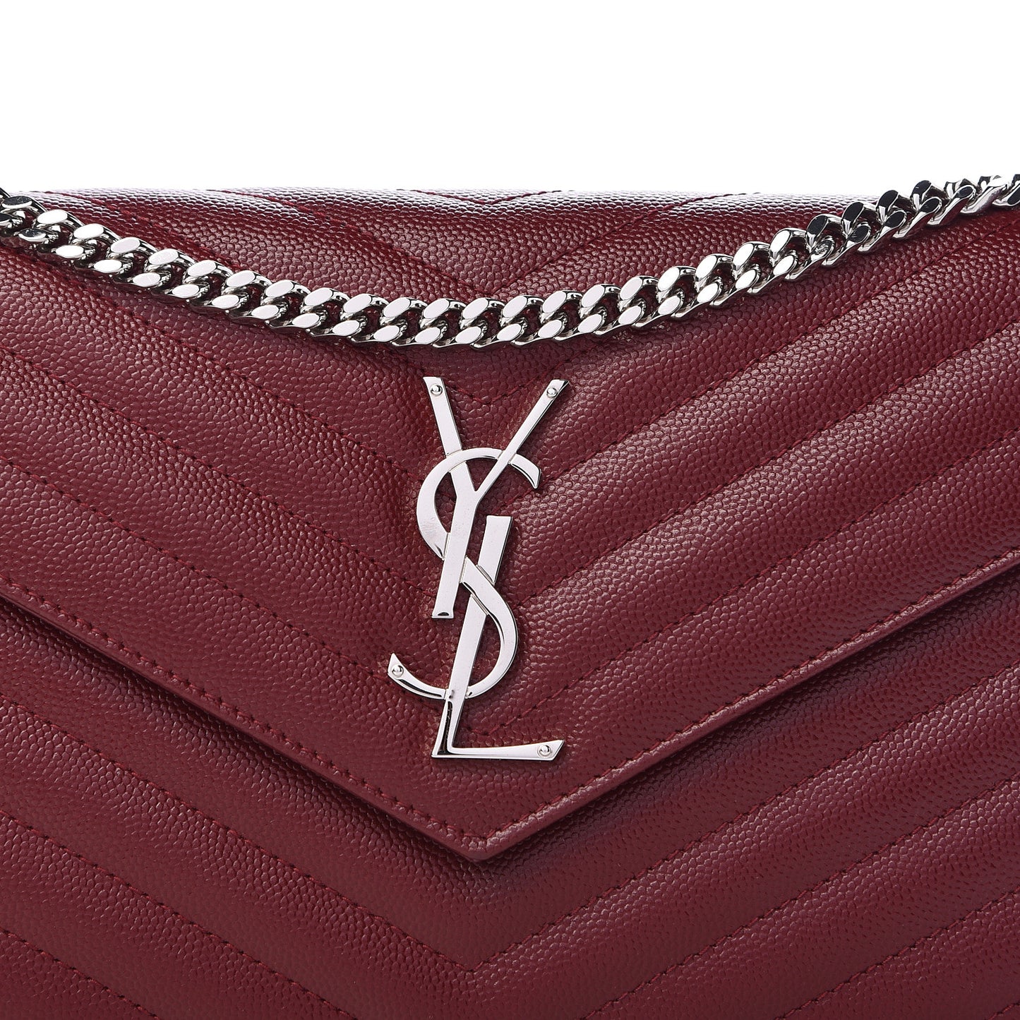 Grain De Poudre Matelasse Chevron Monogram Chain Wallet Palissandre