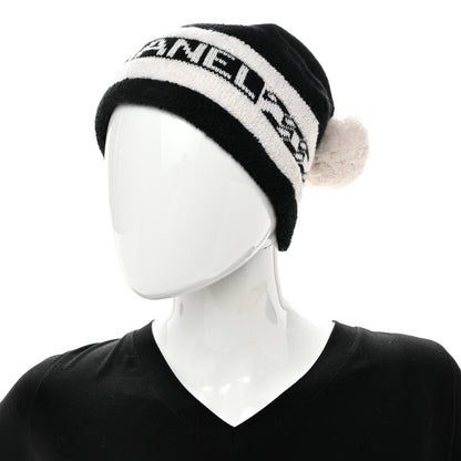 Chanel Cashmere CC Beanie Hat Ecru Black 2 of 4
