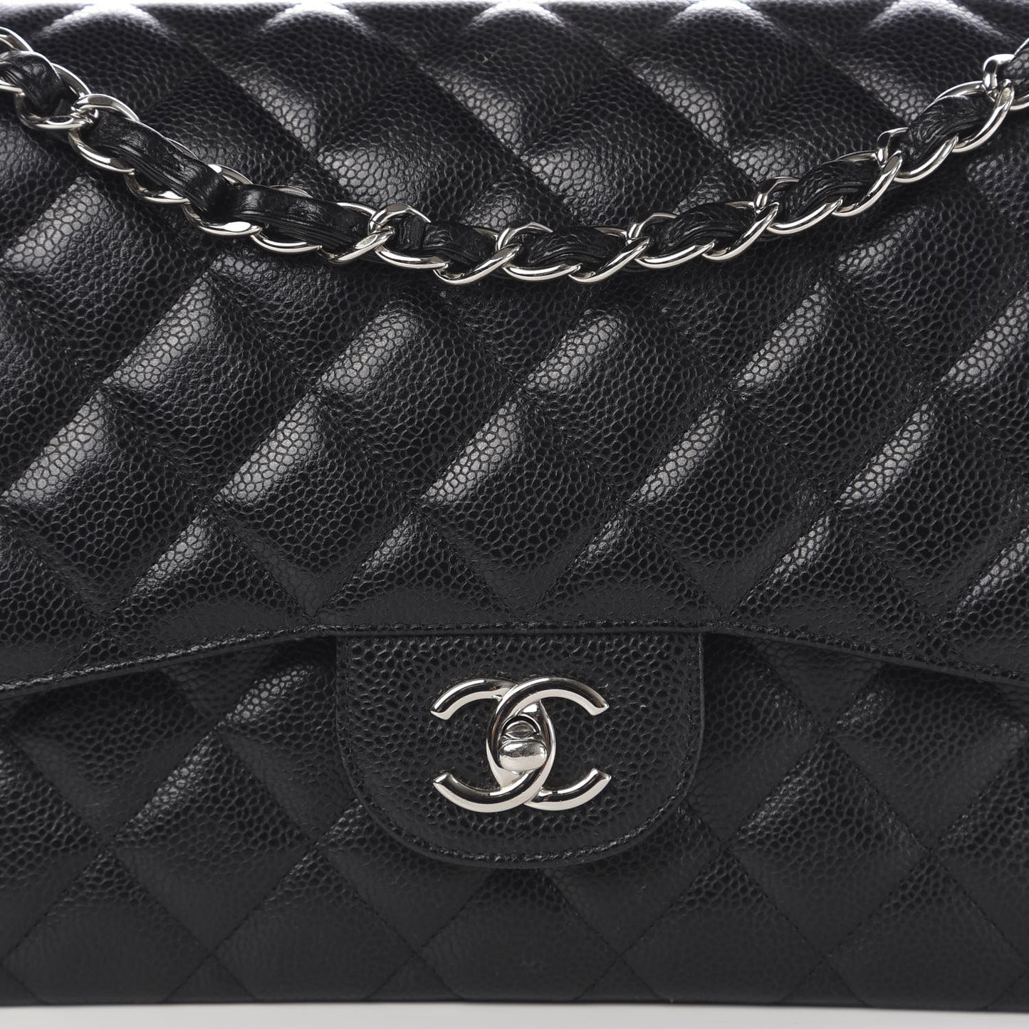 Caviar Quilted Jumbo Double Flap Black