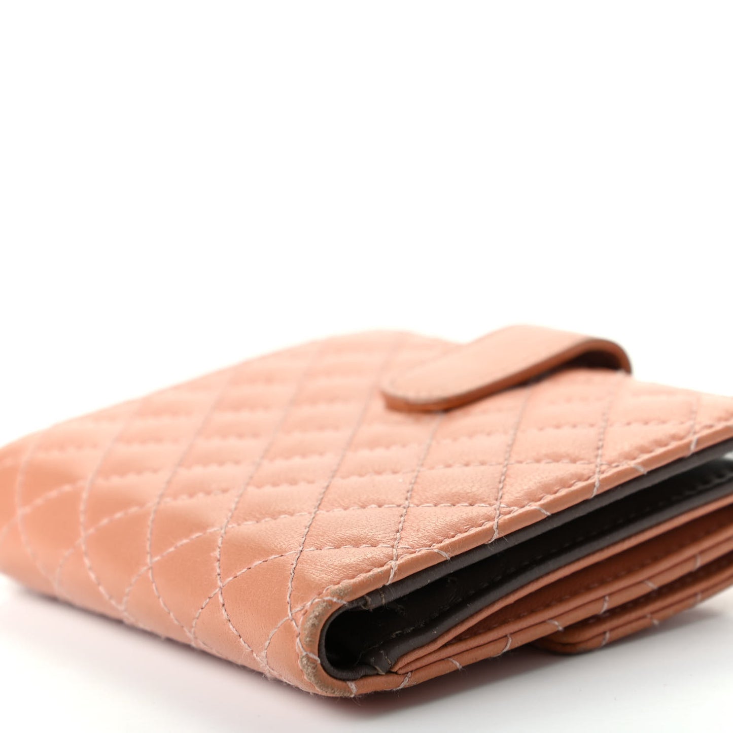 Lambskin Micro Quilted Compact French Wallet Dark Beige