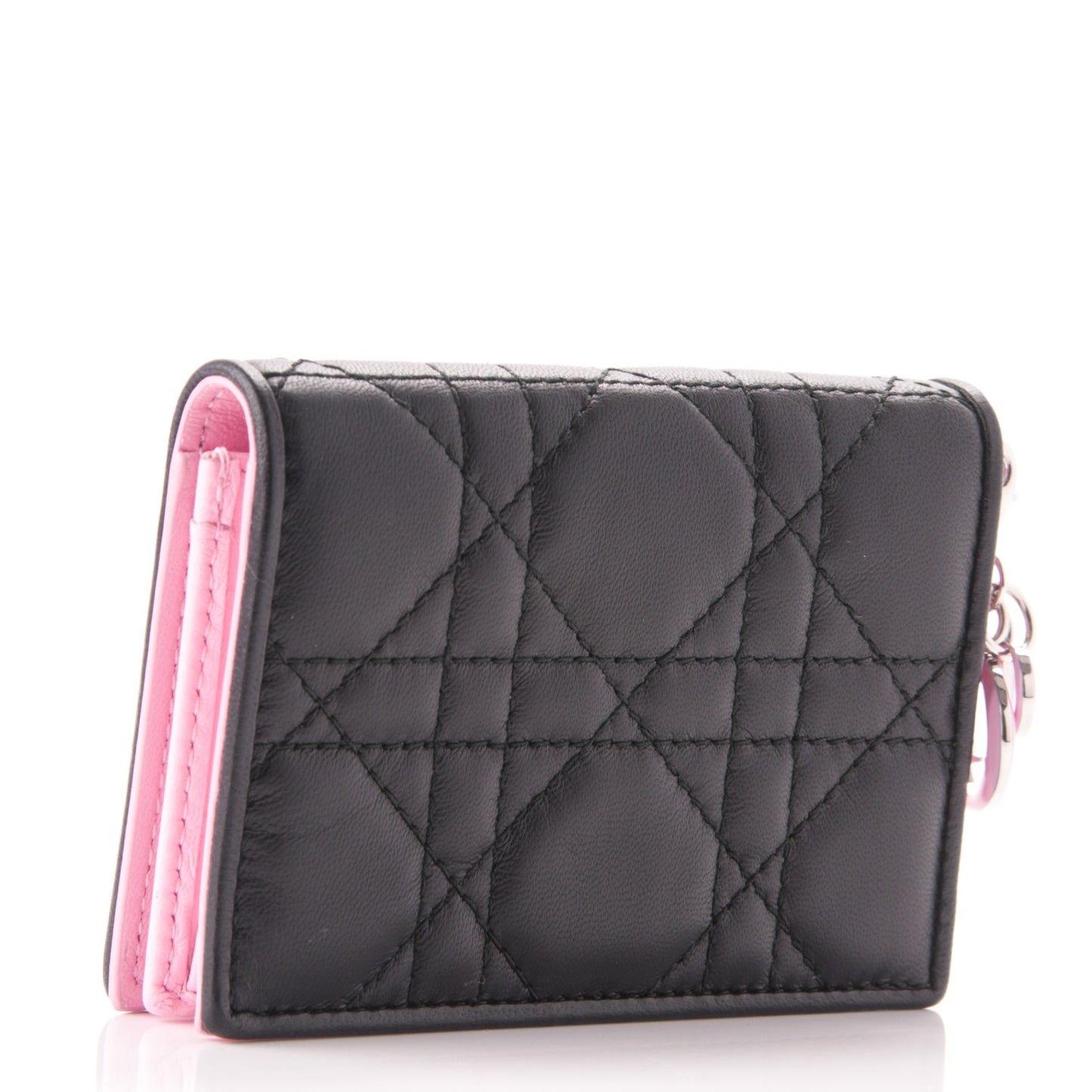 Lambskin Cannage Lady Dior Card Holder Black