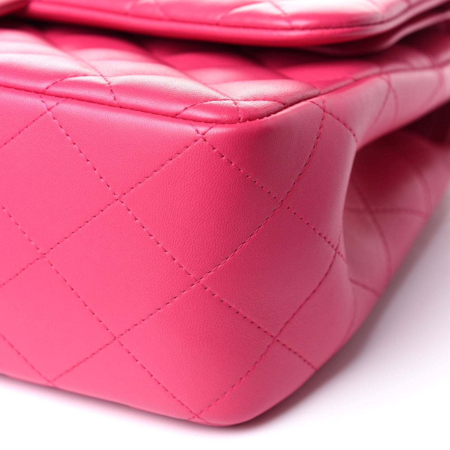 Lambskin Quilted Jumbo Double Flap Fuchsia