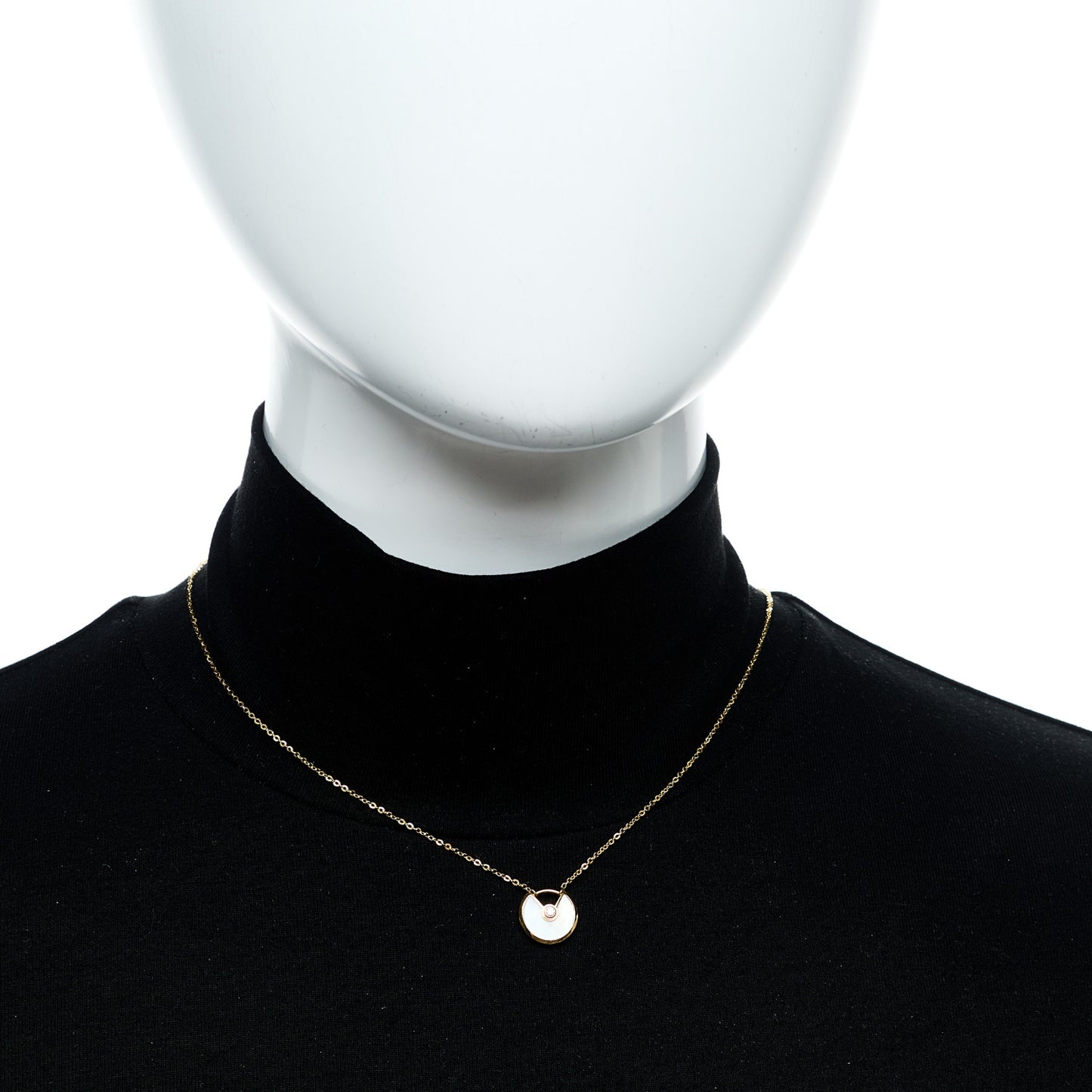 18K Yellow Gold Diamond Mother of Pearl XS Amulette de Cartier Pendant Necklace