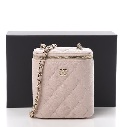 Chanel Caviar Quilted Small Vertical Coco Beauty Vanity Case With Chain Light Pink 11 of 12