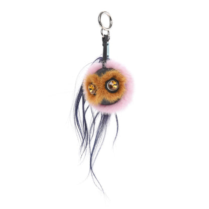 Fendi Mink Goat Fur QuTweet Bag Bug Charm Marshmallow Black 1 of 5