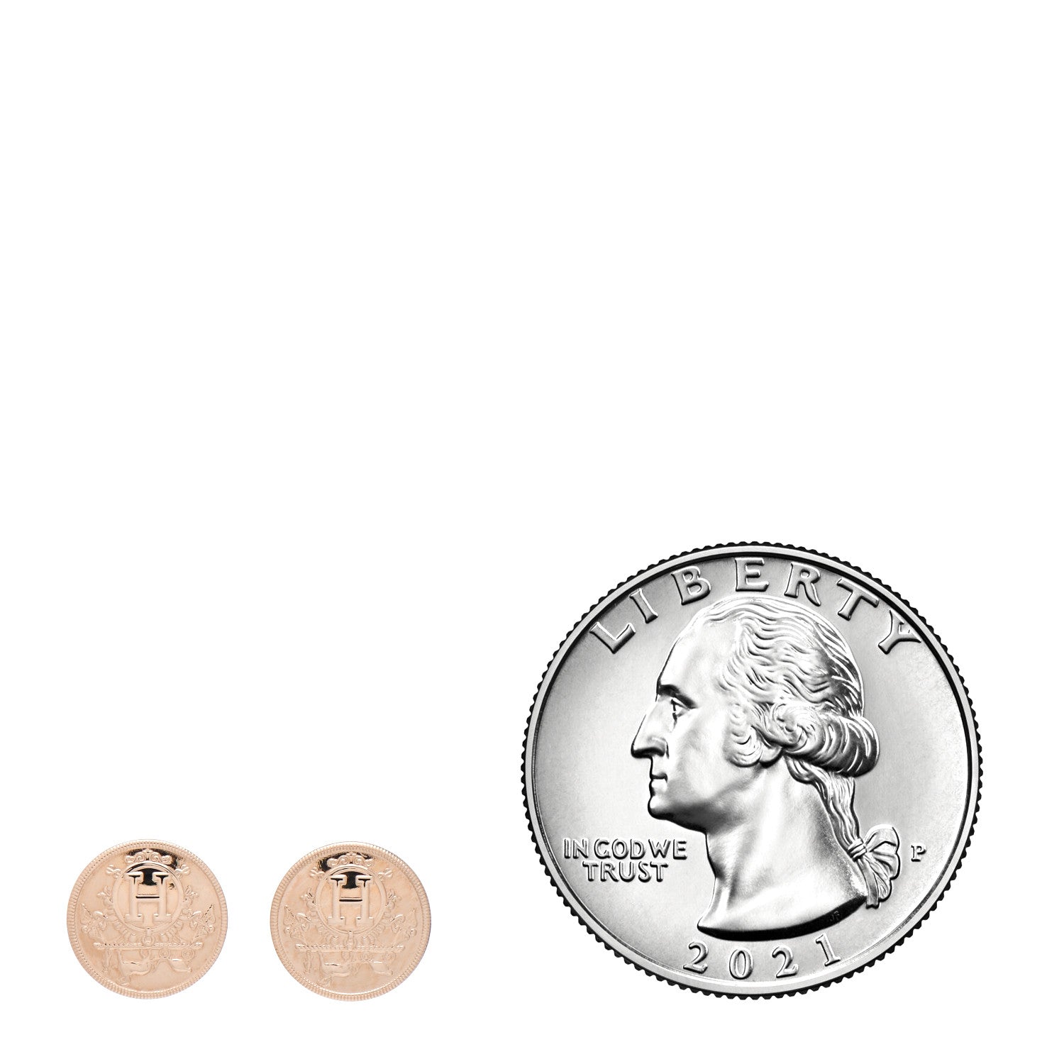 Hermes 18K Rose Gold TPM Ex-Libris Stud Earrings 2 of 4