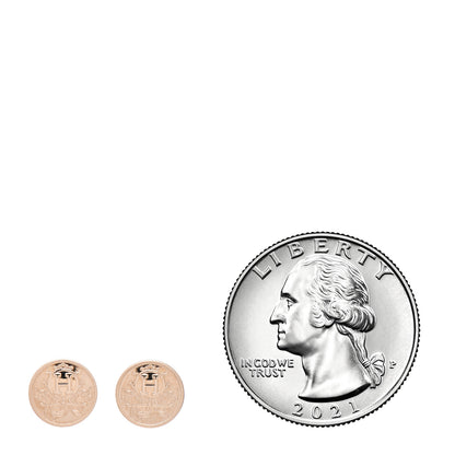 Hermes 18K Rose Gold TPM Ex-Libris Stud Earrings 2 of 4