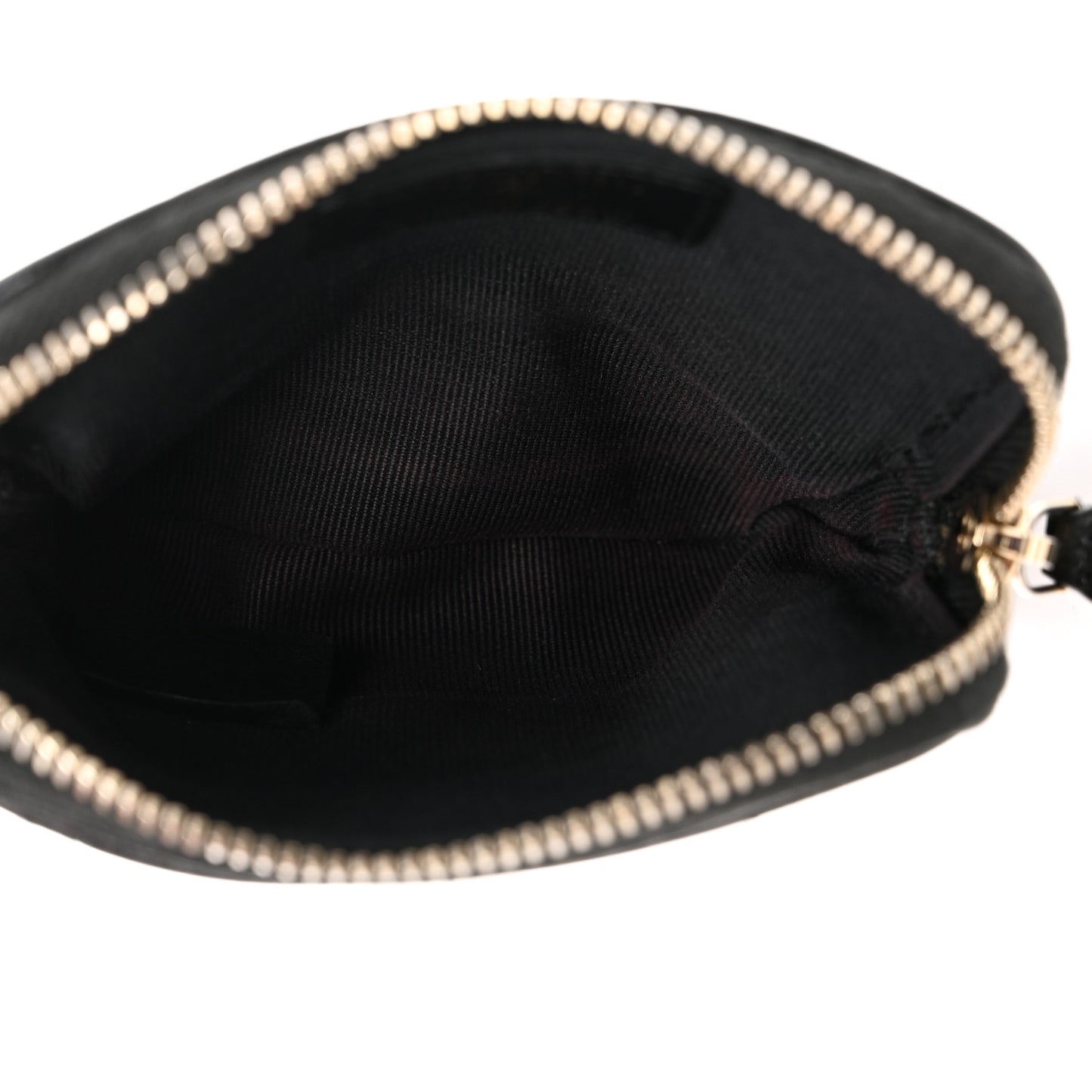 Caviar Quilted Crystal Zip Card Holder Wallet Black
