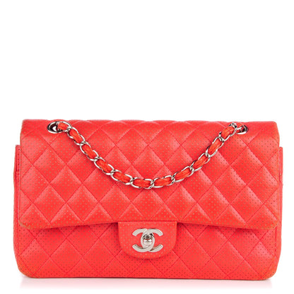 Chanel Lambskin Perforated Medium Double Flap Red 1 of 15